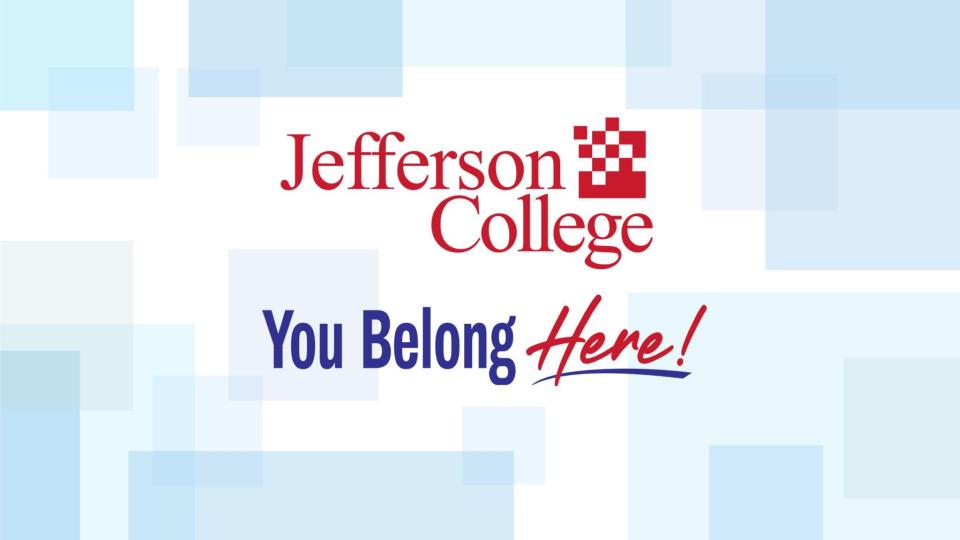 Visual reference of Jefferson College Blue Squares PowerPoint Cover