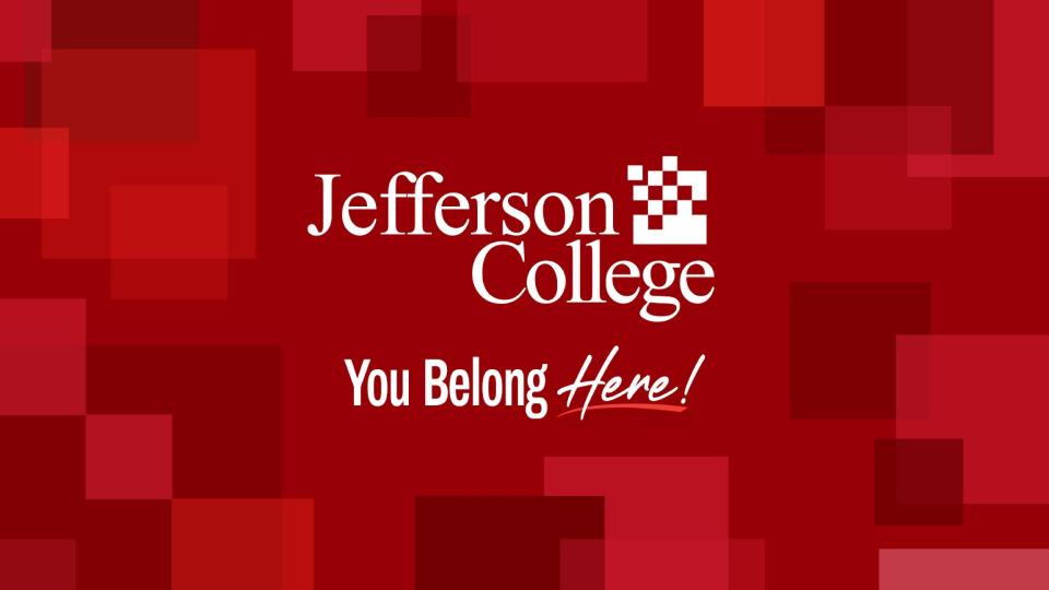 Visual reference of Jefferson College Red Squares PowerPoint Cover