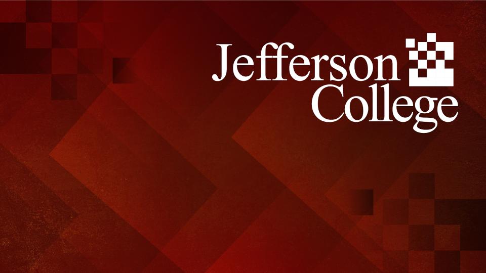 Visual reference of Jefferson College Red PowerPoint Cover